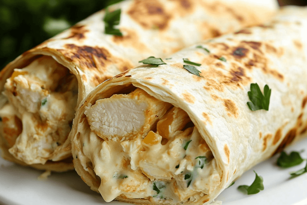 Cheesy Garlic Chicken Wraps