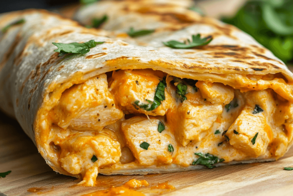 Cheesy Garlic Chicken Wraps