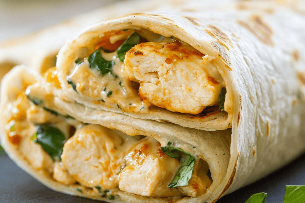 Cheesy Garlic Chicken Wraps