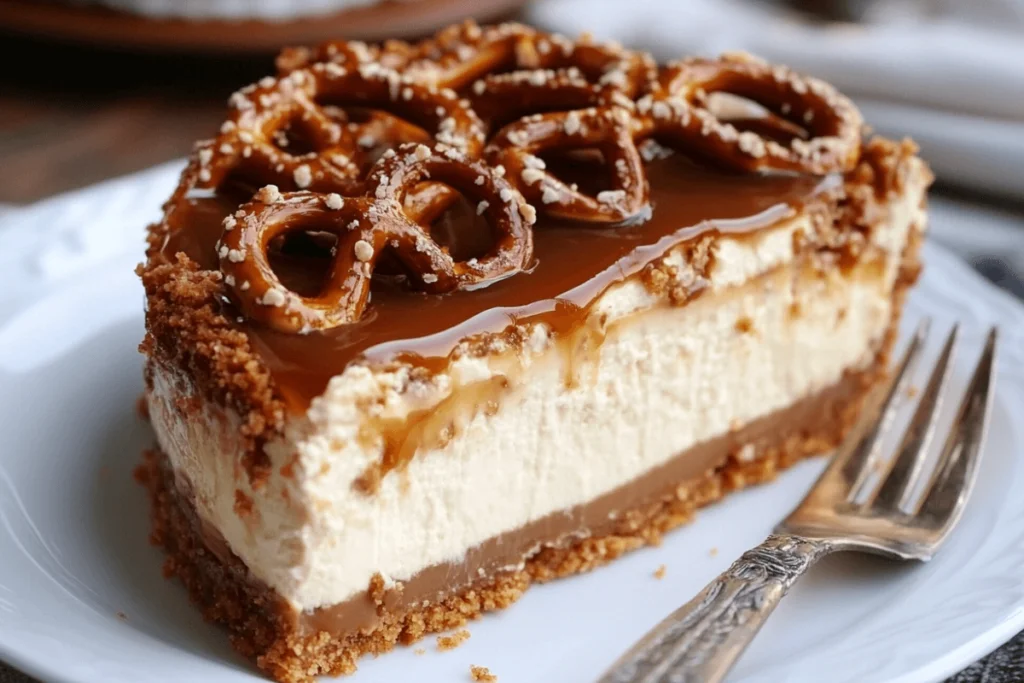 Salted Caramel Pretzel Cheesecake