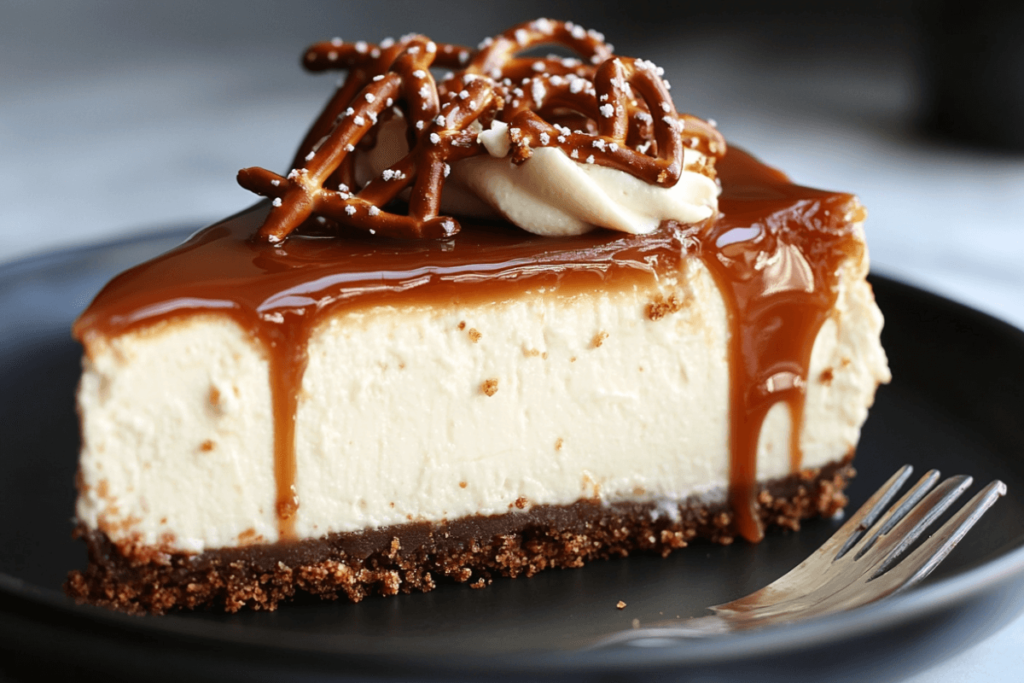 Salted Caramel Pretzel Cheesecake 